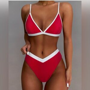 Women Triangle High Cut Bikini Set Sexy High
Waisted 2 Piece Swimsuit